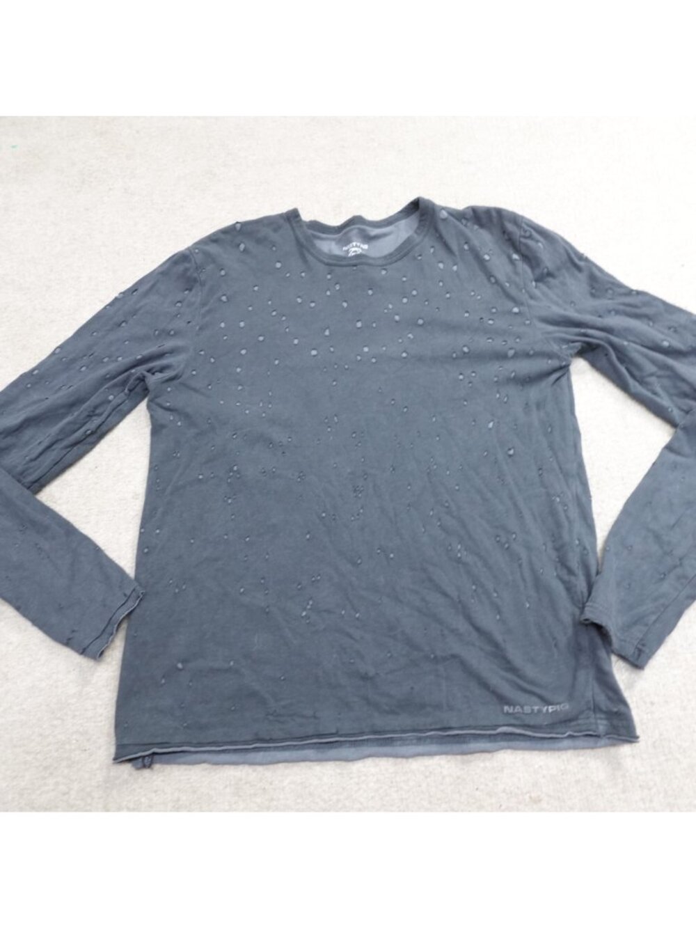Nasty Pig Mens Shirt Small Gray Solid Distressed Cotton